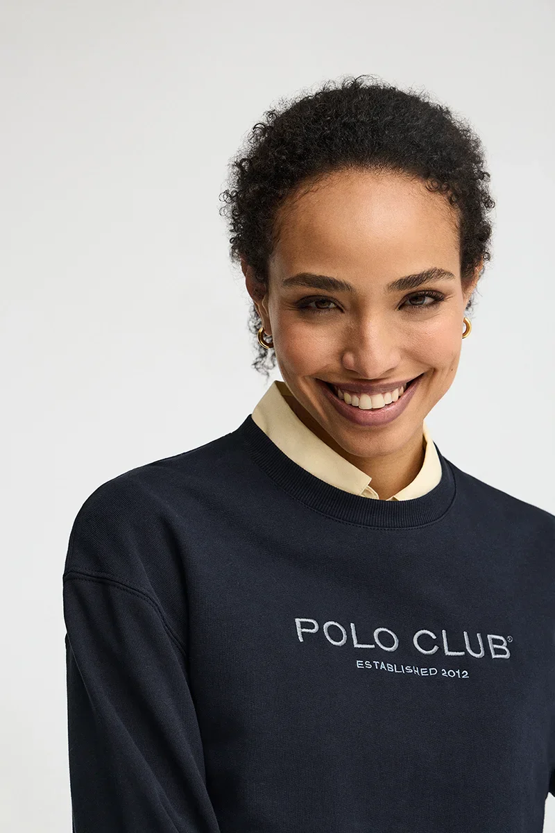 Navy-blue boxy-fit sweatshirt with Established 2012 Polo Club embroidery - Image 4