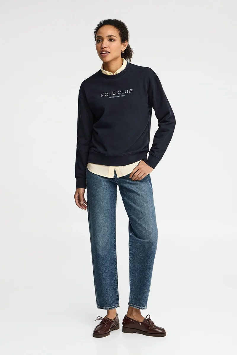 Navy-blue boxy-fit sweatshirt with Established 2012 Polo Club embroidery - Image 3