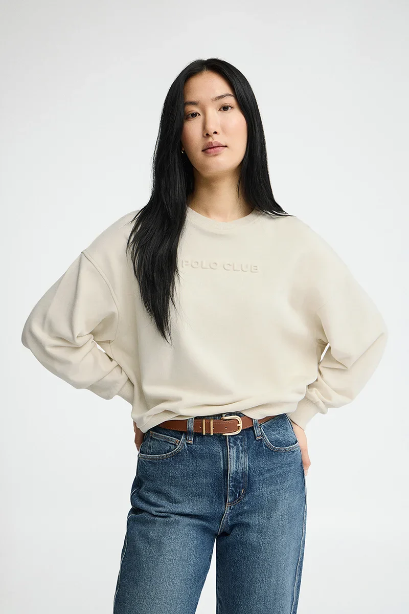 Nude loose-fit sweatshirt with Polo Club raised logo