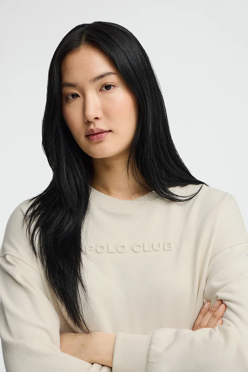 Nude loose-fit sweatshirt with Polo Club raised logo - Image 2