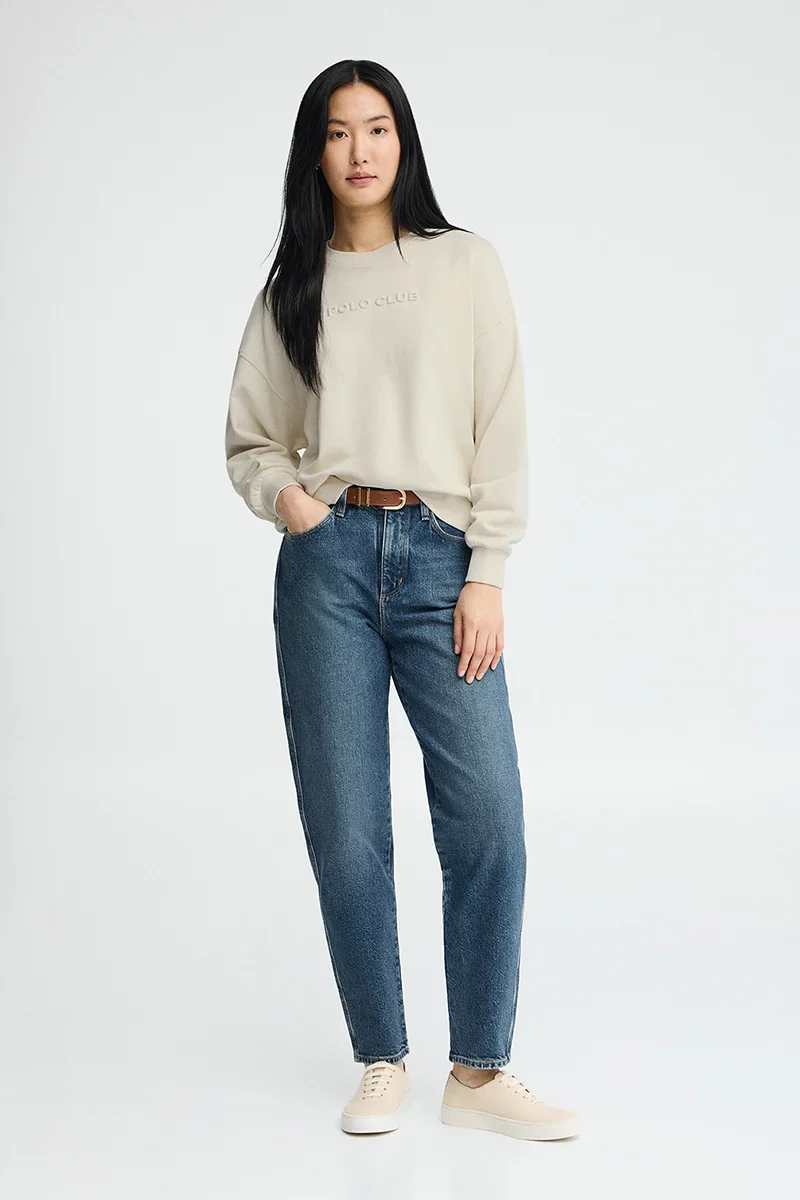 Nude loose-fit sweatshirt with Polo Club raised logo - Image 4