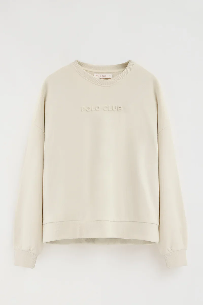 Nude loose-fit sweatshirt with Polo Club raised logo - Image 5